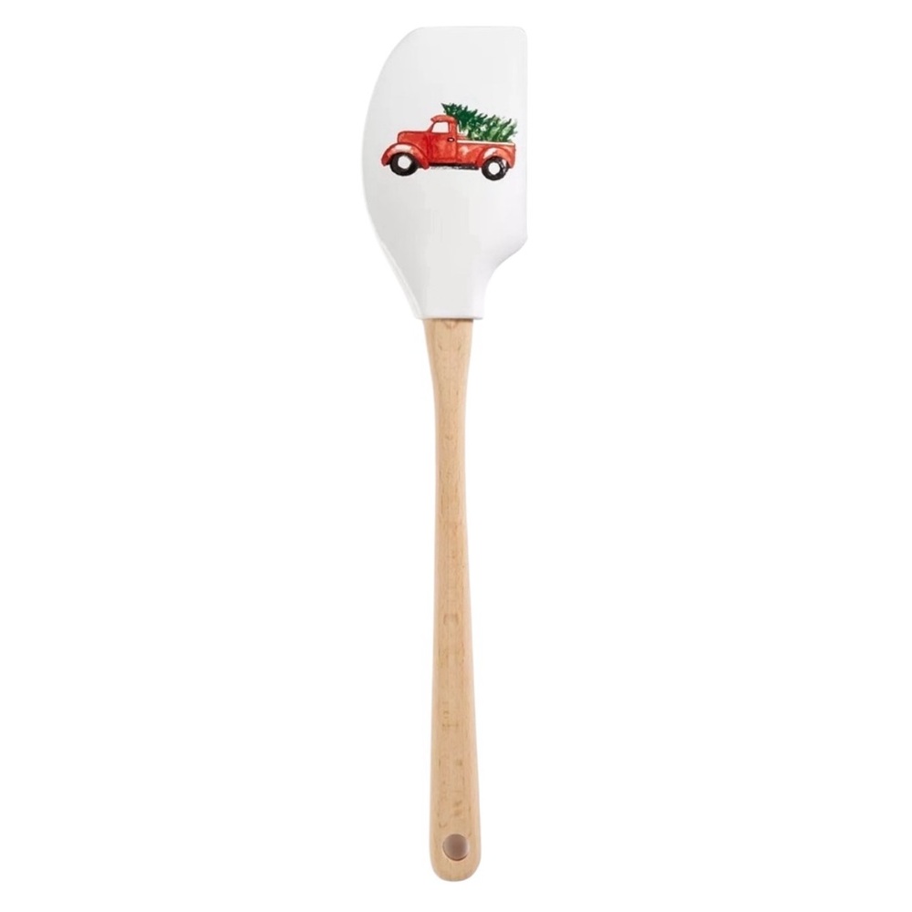 White Spatula with Red Truck delivering Christmas Tree with Dark Wooden Handle